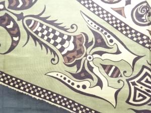 アンティーク　斜め縞に更紗模様男物長襦袢